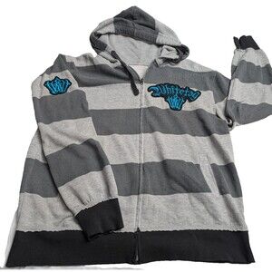 2Whitetag Aggravated Mentality Striped Full-Zip Hoodie Mens M Y2K